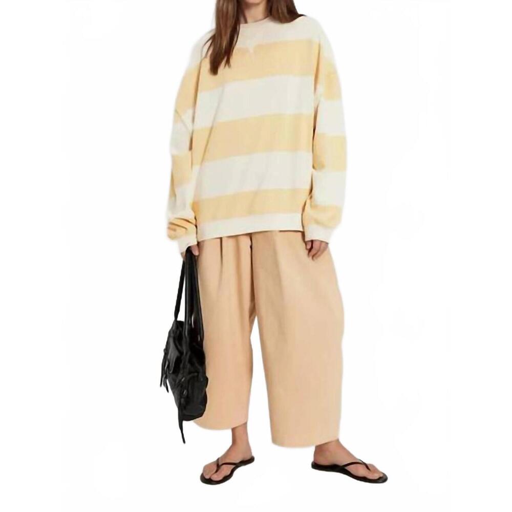 NEW FREE PEOPLE classic striped oversized crewneck top in apricot combo - Picture 1 of 6
